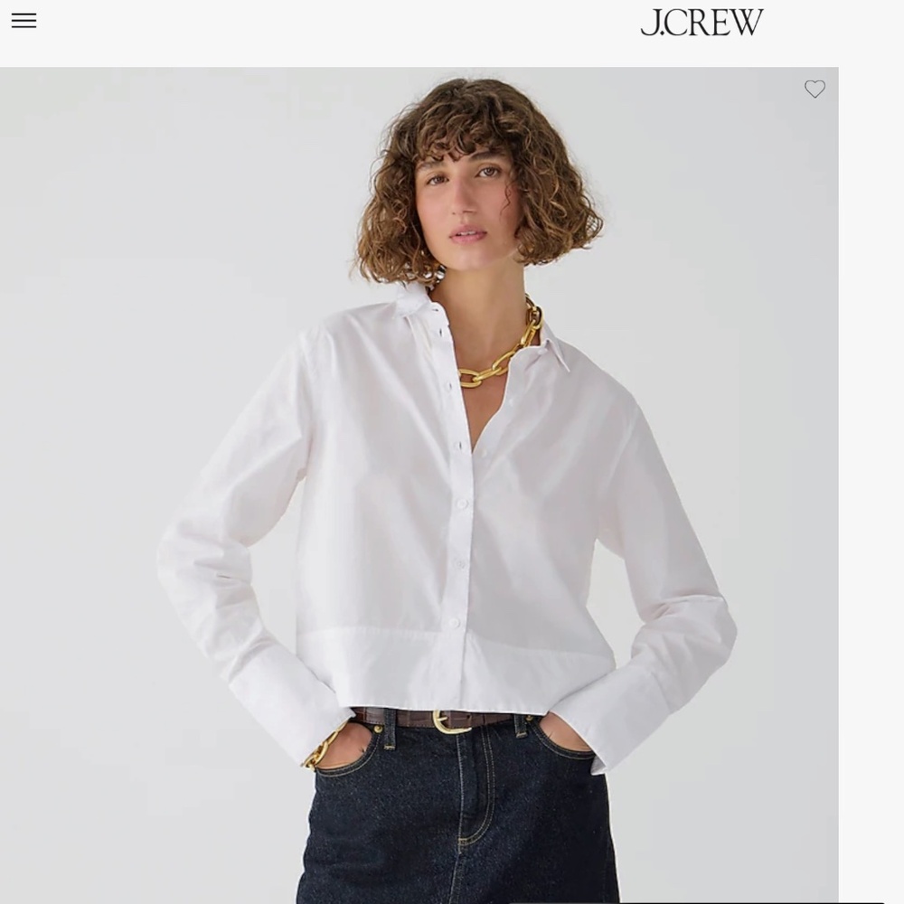 J crew cropped garçon shirt cotton poplin white